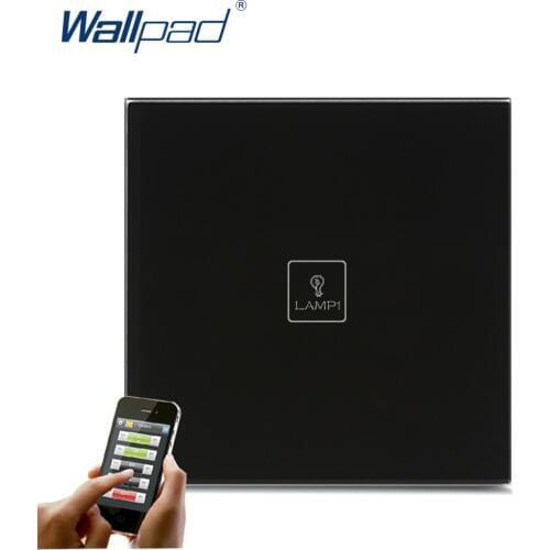 Hot Wifi Remote Wallpad Black Glass Switch Android IOS EU UK 1 Gang APP Wireless WIFI Remote Touch Control Sensor Light Switch