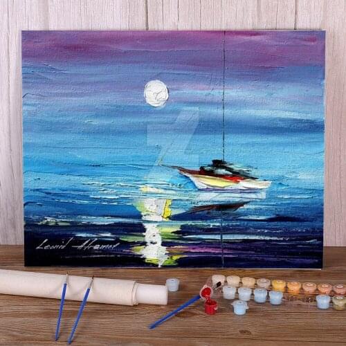 Oil Painting Style Blue Sky Paint By Numbers Set Oil Paints 50*70 Boards By Numbers Decorative Paintings Kids Drawing