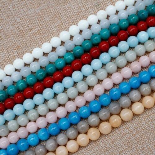 Meiting Natural Colorful Jades Gem Stone Bead Smooth Round Loose Beads 4/6/8/10/12/14mm 15'' 1 Strand for Jewelry Making DIY