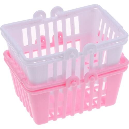 New Shopping Basket Pretend Play Toys Kids Mini Supermarket Shopping Hand Basket Model Doll House Miniature Furniture