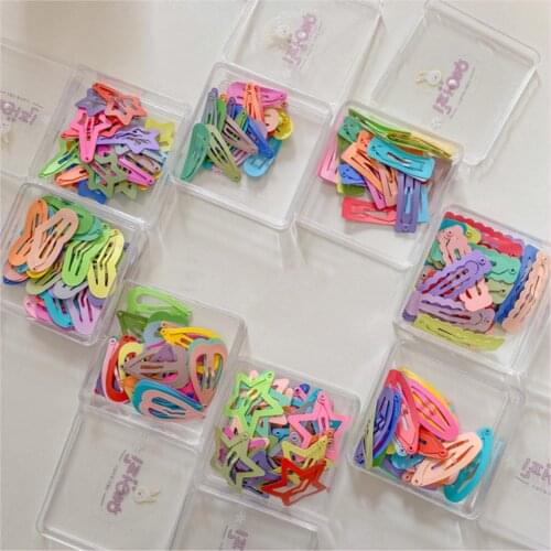 2021 New Korean frosted color paint BB clip star square heart multi-style set with 25 hairpins