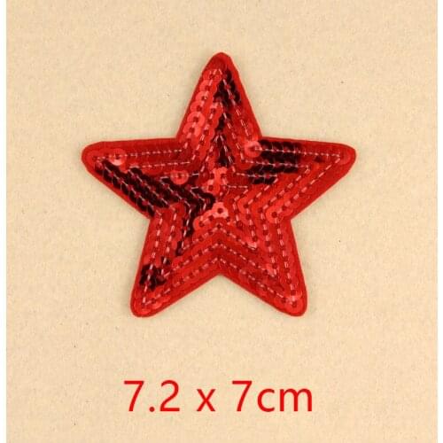 5pcs Red White Star Sequin Embroidered Patches for Clothing Military Badge Iron on Stripes Clothes Appliques Iron-on Sticker DIY