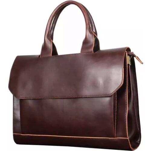 Retro Simple Mens Bag Trend Portable Briefcase Business Bag One Shoulder Cross Slung Large Capacity Computer Bag File Bag