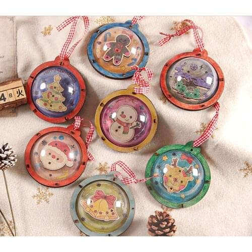 Merry Christmas Wooden Round Baubles Christmas Balls Decorations Art Craft Tree Ornaments Christmas DIY New Year 2022 Home Decor