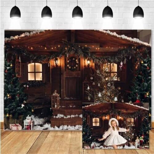 Christmas Wooden House Holiday Decor Photography Backdrops Children Baby Family Studio Photo Booth Background Photocall W4746