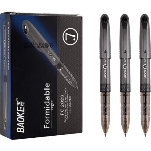 12 Baoke PC2028Gel Pen Black Pen 0.7mm Metal Pen Holder Red Pen Student Use Exam Special Office Blue Box