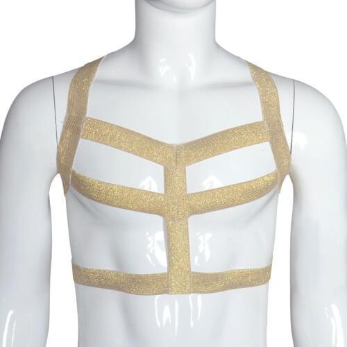 Sexy Men Stripe Bandage Short Tops Straps Short Shirt Tank Top Bandage Hollow Out Tops Mens Elastic Straps Wear Plus Size F19