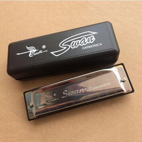 Silver Metal Swan Diatonic Blues Harmonica/ Mouthorgan 10 Holes C Key Harp Mouth Organ Dropshipping