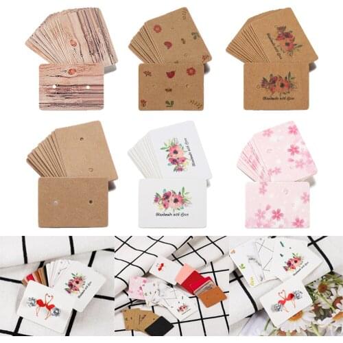 100Pcs Multi-style Kraft Paper Earrings Card Ear Studs Hang Tag Jewelry Display Card Earring Paper Jewelry Paper Hang Price Tags