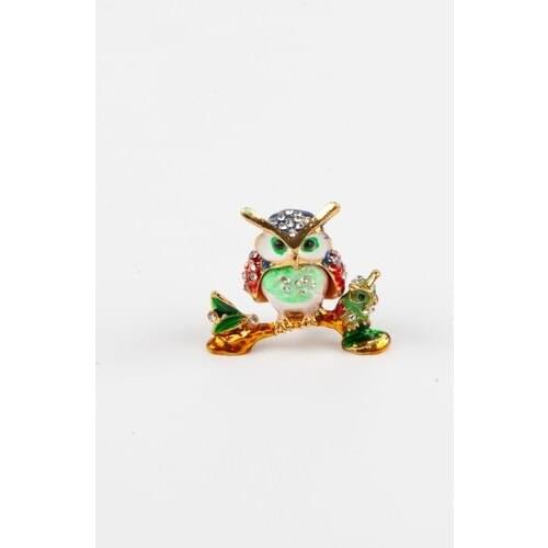 Dünyadan Gifts Owl Swarovski Cubic Zirconia Jewelry Box No.5