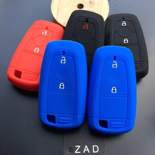 ZAD Silicone car key cover case shell skin set cup for FORD 2 button remote keyless key protector holder car styling accessories