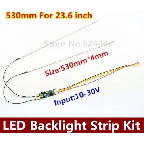 2PCS/LOT 530mm Adjustable brightness ccfl led backlight strip kit,Update 23.6inch ccfl lcd monitor to led bakclight