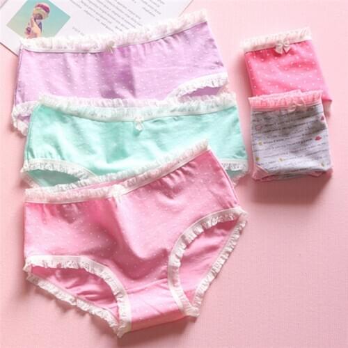 4Pcs/lot Panties Women Underwear Briefs Breathable Underpants Girls Soft Panty waist size girls briefs 510-4