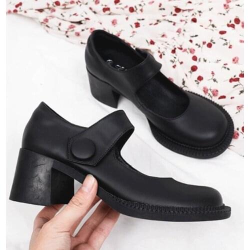 Fashion New Mary Jane Shoes Female Retro Thick Heel Big Toe Heels Shoes Women Lolita College Style Single Shoes Platform Shoes