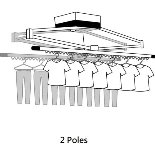 Smart remote control 220V motorized drying hanger 2-pole ceiling clothes lift up and down