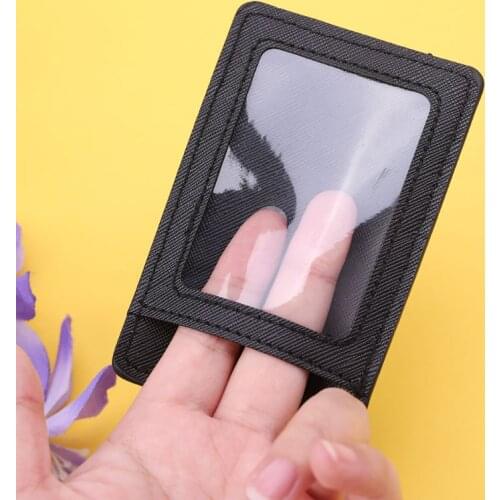 28GD Cartoon PU Leather Business ID Credit Card Case Badge Holder Anti-lost Retractable Keychain