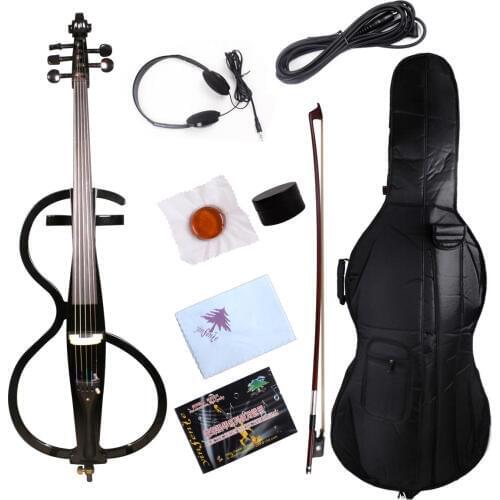 Yinfente 5 String Electric Cello 4/4 Black Cello Solid wood Sweet Sound bag Bow cello electrico