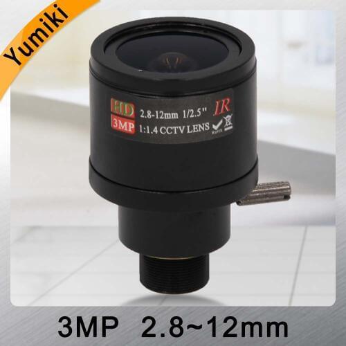 Yumiki 3.0 Megapixel fixed iris HD CCTV camera lens 2.8-12mm/varifocal IR HD security camera lens/manual zoom & focus M12 F1.4
