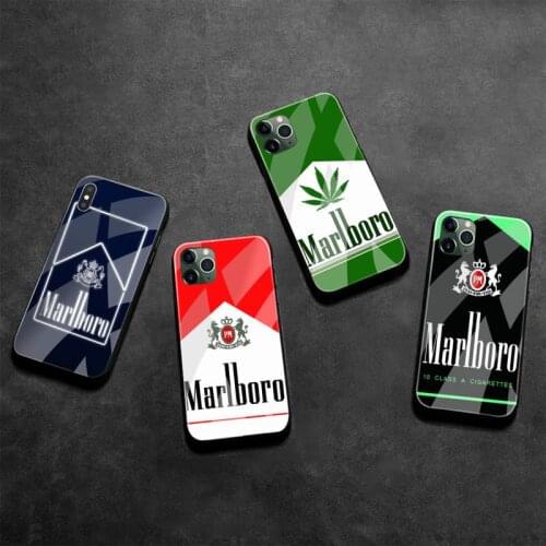 Rose Art Marlboros Cigarette Box Phone Case Tempered Glass For iPhone 12 Pro Mini 11 Pro XR XS MAX 8 X 7 6S 6 Plus SE 2020 cover