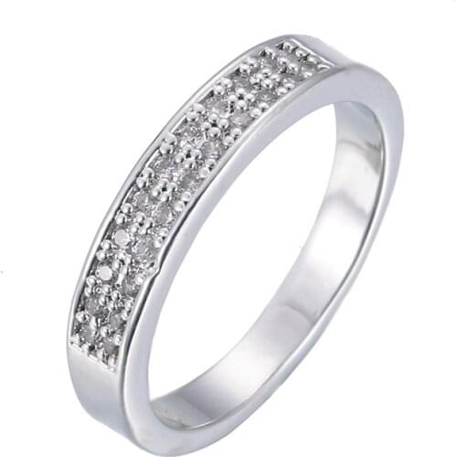 Women Rings Silver Plated Rings With Double Row Zircon Designed For Women Fashion Simple Charm Banquet Engagement Rings
