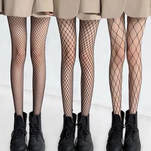 Womens Sexy Long High Fishnet Stockings Goth Pantyhose Socks Hollow Hole Black Mesh Holes Tights Slender Leg Lingerie Hosiery