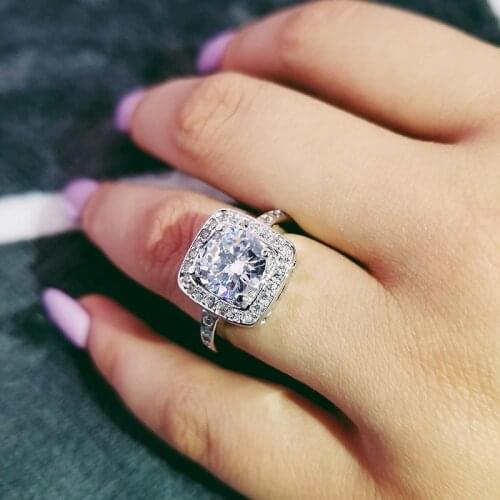 Original purple white 925 pure Sterling Silver rings for women Luxury engagement jewelry r657