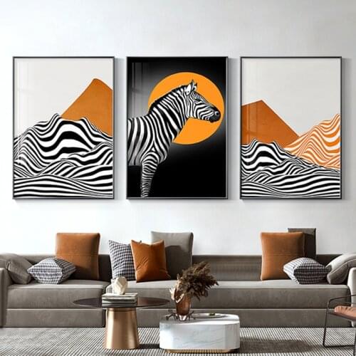 Animals Modern Abstract Canvas Painting Scandinavian Horse Zebra Posters and Prints Wall Art Pictures for Living Room Decoration
