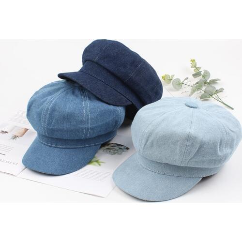 Winter Hats for Women Men Unisex Vintage Caps Newsboy Cap Peaked Octagonal Beret Baker Boy Cap Denim Flat Military Hat Headwear