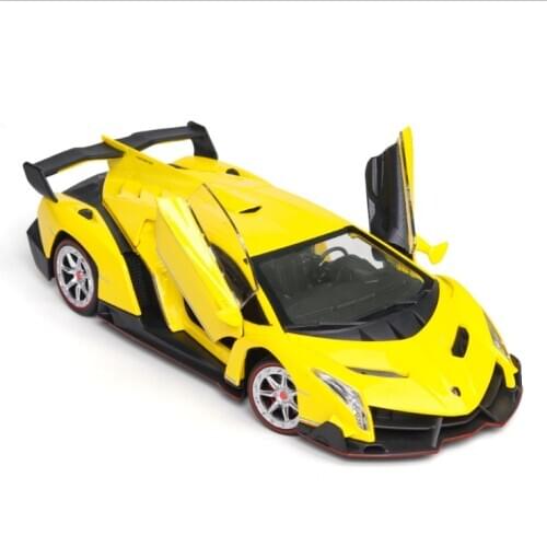 1: 24 Simulation Lambor Veneno Alloy Sports Car Model Presents Childrens Toys Boys Birthday Christmas Gifts Yellow