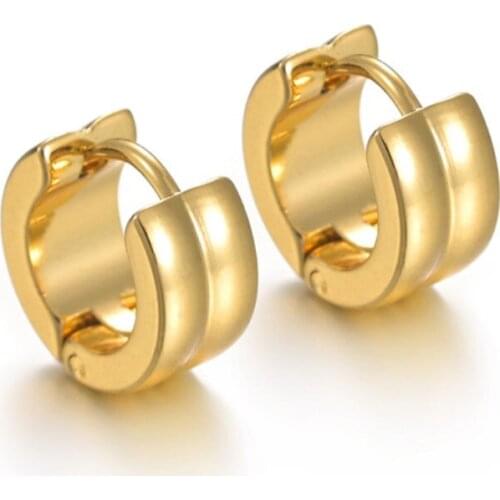 1 Pair Punk Men Stud Earrings Stainless Steel Gold Round Circle Earring For Women Buckle Gothic Boy Biker Jewelry