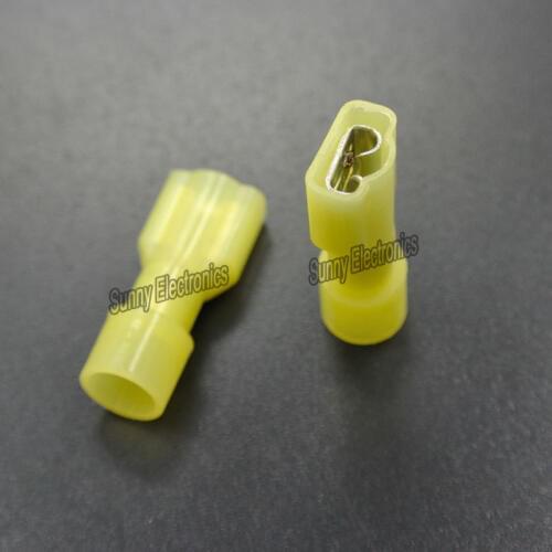 10-12 GAUGE FULLY INSULATED 1/4" FEMEL SPADE CRIMP CONNECTOR TERMINAL (QTY 50)