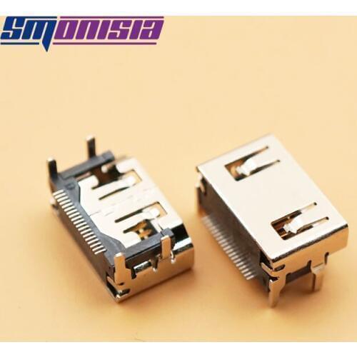 Smonisia 10PCS Short Type HDMI-compatible 19P Pin Female Jack HDMI-compatible Socket Female Connector Nickel Plated