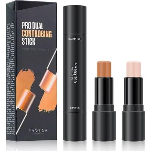2in1 Highlight Stick Makeup Glitter Contouring Bronzer for Face Shimmer Powder Creamy Texture Illuminator Stick Women Cosmetics