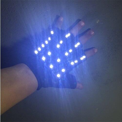 2018 LED Luminous Flashing Gloves Luminous Light Up Stage Performance Party Gloves For DJ Singer Dancewear