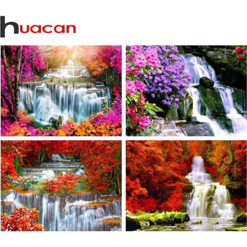 Huacan 5D Diamond Painting Landscape Nature Full Drill Square Diamond Embroidery Mosaic Waterfall Rhinestone Pictures Home Decor