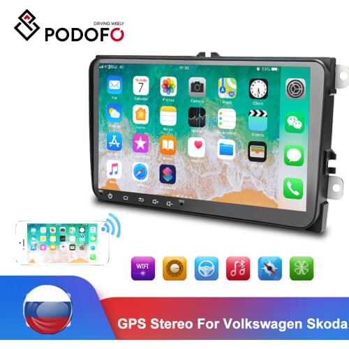 Podofo Android 2 Din Car radio Multimedia Player GPS Stereo For Seat Octavia golf 5 6 touran passat B6 MP5 Plyaer Audio Stereo
