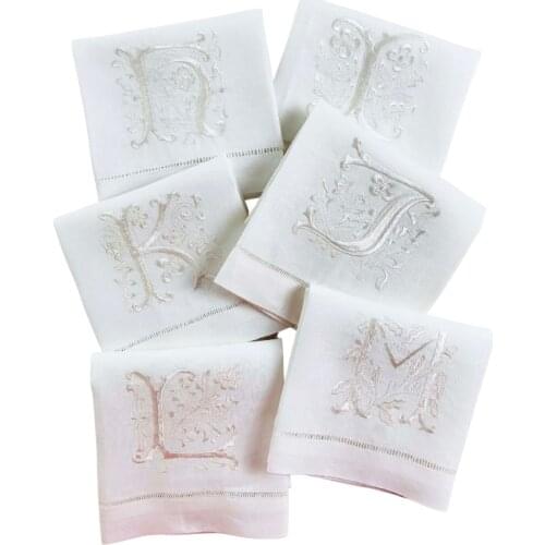 White 26 letters Embroidery design Pocket rectangular towel Handkerchief handtowels