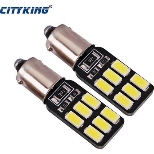 Free shipping 10pcs BA9S led bulb CANBUS t4w ba9s 12SMD 5630 5730 LED car reading Bulbs Wedge Lamp Car Indicators Light