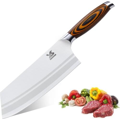 BIGSUNNY Nakiri Knife Kitchen 7.8 Inch Cleaver Knives Vegetable Knife, German Steel with Ergonomic Handle, Best Choice for Home