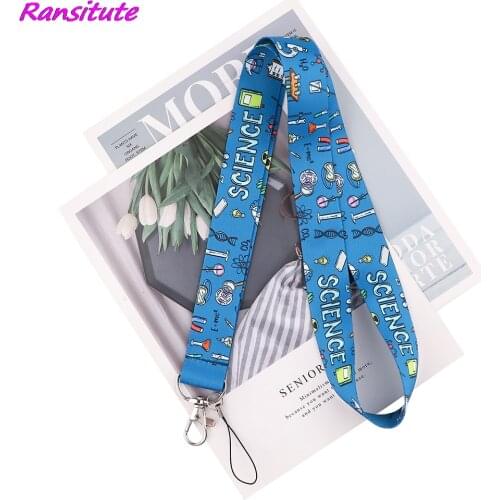 Ransitute R2171 Scientific Theme Key Chain Lanyard Gifts For Child Students Friends Phone USB ID Badge Holder Necklace