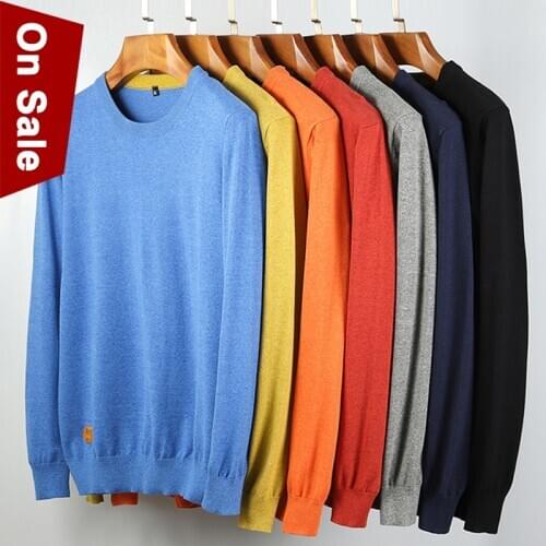 5XL Brand Men Sweater Pullovers Male Solid Colored Cotton Knitwear Children Basic Autumn Spring Jersey XMas Slim Sweater Jumper