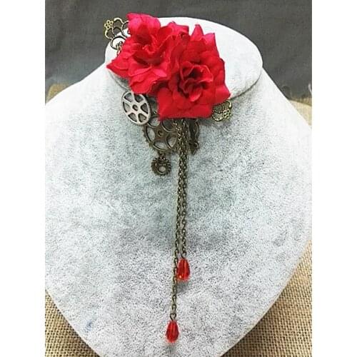Brooch Pins Floral Gear Charm Chains Brooches Handmade Unique Gothic Gear Badge Vintage Jelwelry