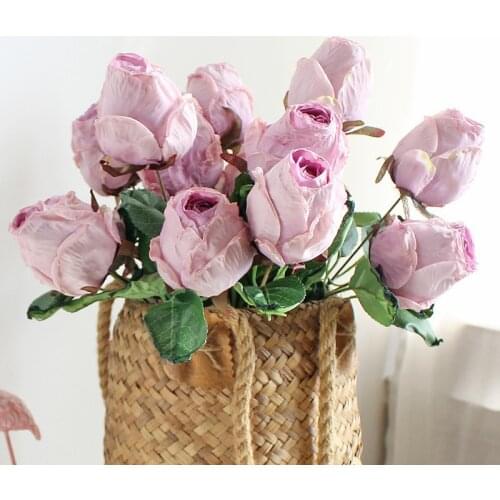 Retro Rose Flowers Bouquet Artificial Flowers Home Decoration Accessories For Living Room Fake Rose Wedding Garden Decoration