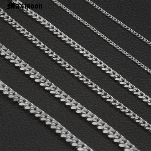 3mm 7mm Wide Stainless Steel Chain Cuban Link Chains Chokers Necklace For Mens Jewelry Silver Plated Solid Metal Fashion Jewelry