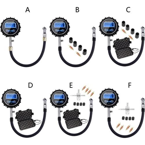 Digital Tire Inflator with Pressure Gauge LCD Large Screen Display 200PSI Quickly Measure Tire Pressure Gauge for Truck/Car/Bike