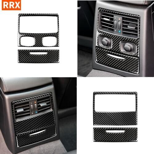 For BMW 3 Series E90 E92 2005-2012 Carbon Fiber Rear Air Conditioning Control Panel AC Outlet Vent Cover Sticker Car Accessories
