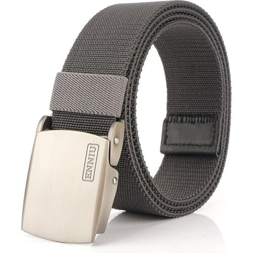Mens canvas belt smooth buckle automatic buckle belt simple Korean versionPersonalized hipster young students with long trouser