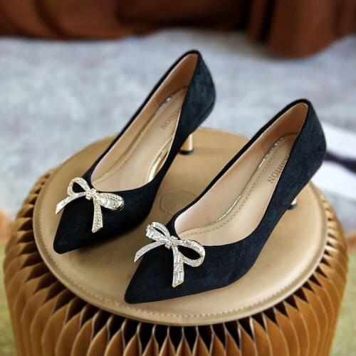 Elegant Sexy Office Shoes Flock High Heels Ladies Stiletto New Wedding Shoes Women Pumps Designer Heels Sandale Femme Luxe