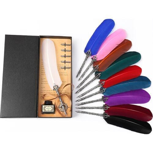 Europe And The United States Creative Craft Feather Pen New Metal Pen Office Stationery Set High Quality Pen Holiday Gift