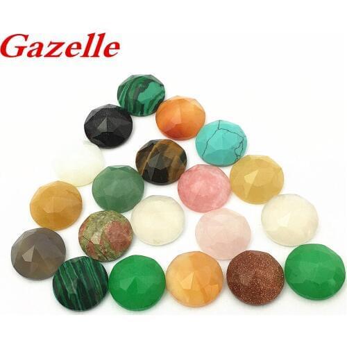 Gazelle 20pcs Best Selling Opal Malachite Tiger Eye Agates Nanual Section Natural Stone Mixed Round CAB Cabochon 16mm Wholesale
